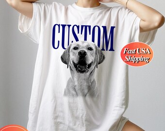 Personalisiertes Halbton-Haustier-Shirt Kundenspezifisches Hundefoto und Name Vintage 90er Jahre T-Shirt Retro-Memorial-Shirt-Geschenk-Dot-Screen-Memorial-Geschenk für Hundebesitzer