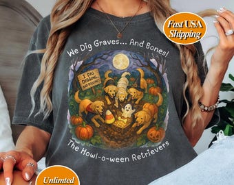 Halloween Golden Retriever Shirt Spooky Hund Mama Tee Geist Pup Grafik Comfort Colors® Retro Halloween Geschenk für Golden Retriever Liebhaber Besitzer