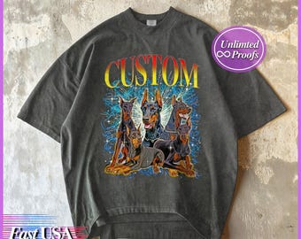 Benutzerdefinierte Komfort Farben Personalisiertes Haustier-Shirt Hund Katze Foto Name T-Shirt Vintage Gedenkgeschenk Personalisiertes 90er Jahre Bootleg Stil T-Shirt für Besitzer