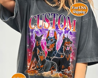 Custom Vintage Bootleg Pet Shirt Photo + Name Custom Cat Dog Portrait Personalised Shirt Custom Dog Shirt 90's Tee New Dog mum for her