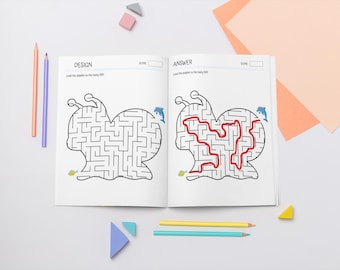 Maze Activity Book for Toddlers | 40 Printable Pages from Easy to Challenging | Preschool Puzzle Book | Instant Download PDF