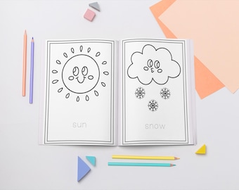 Weather Coloring Worksheets for Kids | 12 Pages Printable Weather Activities | Fun Learning for Preschool & Kindergarten