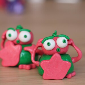 Pink and green Meepmoop (polymer clay friend)