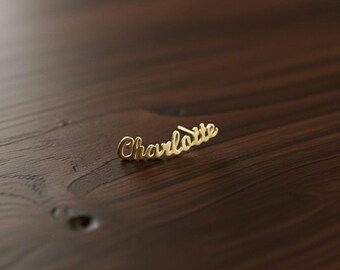 Brinco com nome personalizado, caligrafia cursiva minimalista, joia personalizada