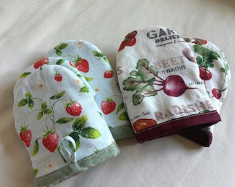 Mini ovenwanten van canvas en katoen