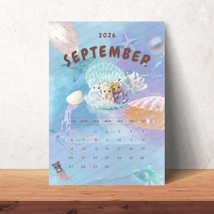 Calico Critters 2026 Calendar, Monthly Printable, A4, Sunday Start, Cute Room Wall Decoration Poster, Instant Download, Sylvanian Families