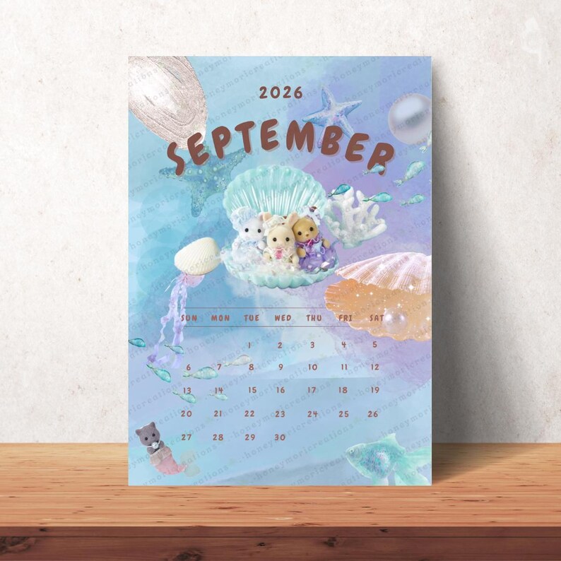 Calico Critters 2026 Calendar, Monthly Printable, A4, Sunday Start, Cute Room Wall Decoration Poster, Instant Download, Sylvanian Families
