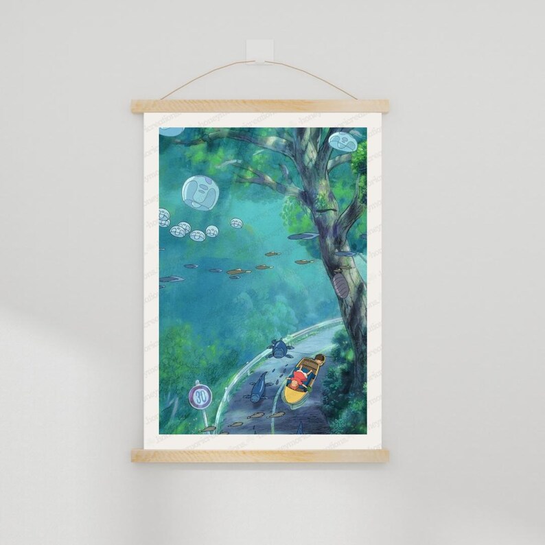 Studio Ghibli wall art Ponyo printable posters anime digital download ocean fantasy decor A2 size prints watercolor animation illustrations kids room nursery wall gallery cute cartoon interior aesthetic Japanese film inspired artwork movie fan gift whimsical bedroom art minimalist anime lover printable ghibli studio decor instant download home theater decor pastel marine theme fish character print fan art png pdf living room poster Miyazaki artwork display