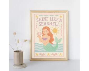 Mermaid Nursery Art Print: Pastel Ocean Theme (Digital Download)