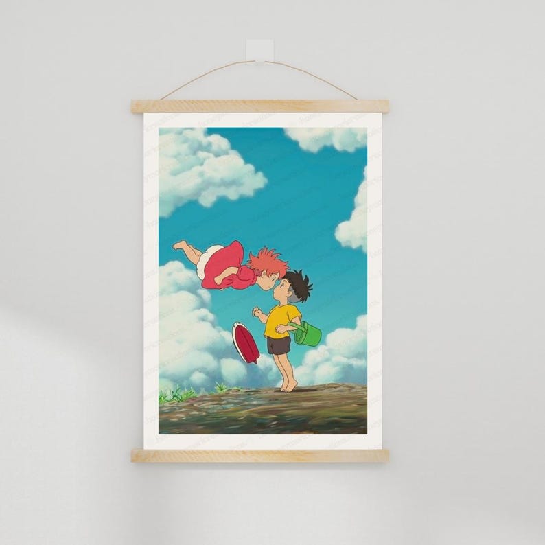 Studio Ghibli wall art Ponyo printable posters anime digital download ocean fantasy decor A2 size prints watercolor animation illustrations kids room nursery wall gallery cute cartoon interior aesthetic Japanese film inspired artwork movie fan gift whimsical bedroom art minimalist anime lover printable ghibli studio decor instant download home theater decor pastel marine theme fish character print fan art png pdf living room poster Miyazaki artwork display