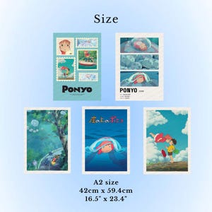 Studio Ghibli wall art Ponyo printable posters anime digital download ocean fantasy decor A2 size prints watercolor animation illustrations kids room nursery wall gallery cute cartoon interior aesthetic Japanese film inspired artwork movie fan gift whimsical bedroom art minimalist anime lover printable ghibli studio decor instant download home theater decor pastel marine theme fish character print fan art png pdf living room poster Miyazaki artwork display