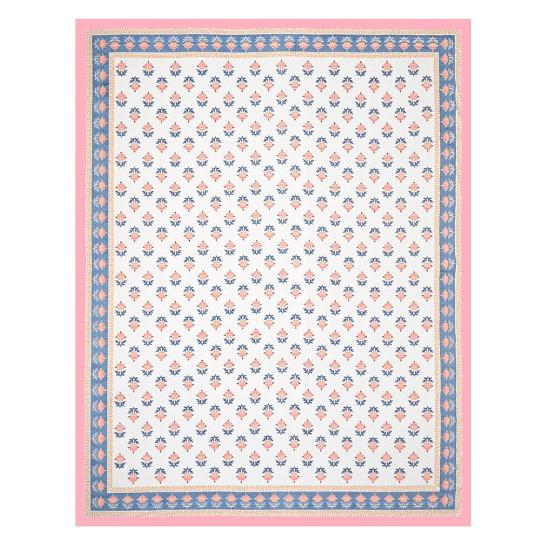 Hand Block Print Jaipuri Cotton Bedsheet Set: Queen Size Floral Bedding image 14