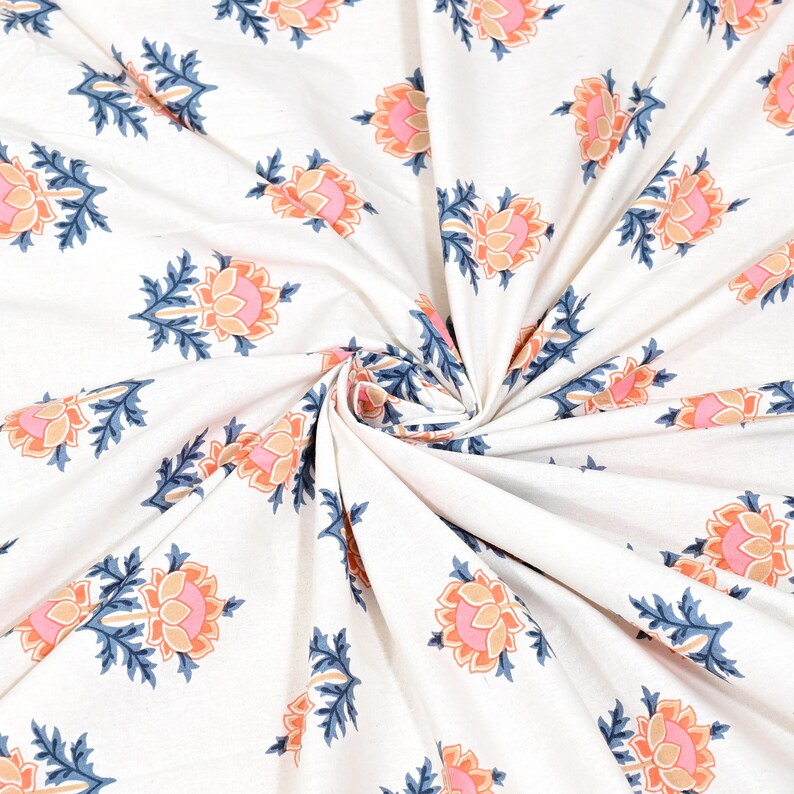 Hand Block Print Jaipuri Cotton Bedsheet Set: Queen Size Floral Bedding image 12