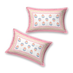 Hand Block Print Jaipuri Cotton Bedsheet Set: Queen Size Floral Bedding image 13