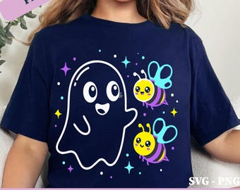 Ghost with Bees PNG SVG: Boo Bees Funny Halloween Pun, Cute Spooky Ghost png Honey Bee Humor, Bees Design Cricut File (Digital Download)