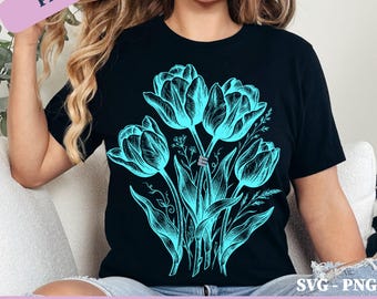 Tulip Floral Art PNG SVG: Vintage Botanical Illustration, Dutch Flower Garden, Spring Floral Botanical, Cottagecore Decor (Digital Download)