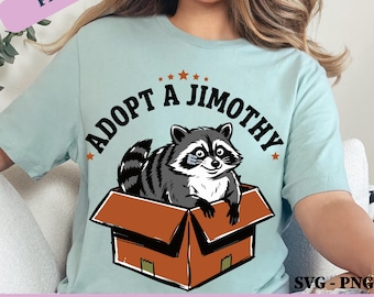 Adopt A Jimothy Raccoon PNG SVG: Funny Cute Animal Popping Out Box, Viral Meme Humor png Raccoon Lover Design Cricut File (Digital Download)