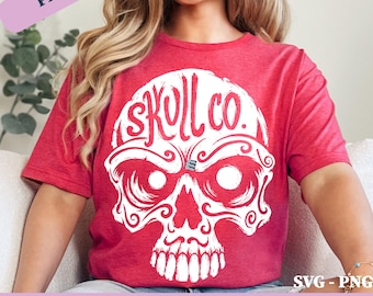 Skull Co PNG SVG Gothic Skull Skeleton Spooky Dark Art Horror Grunge Graphic Occult Aesthetic Halloween Distressed Design (Digital Download)