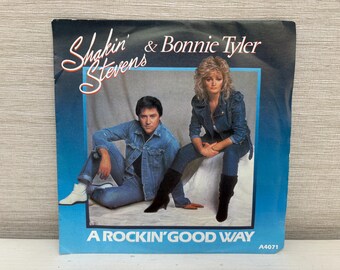 Shakin Stevens & Bonny Tyler A Rockin' Good Way UK 7" Vinyl Single 45 Record 1983 Vintage A 4071 Epic