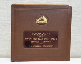 Tchaikovsky - Leopold Stokowski, The Philadelphia Orchestra – Op. 64 (Symphony No. 5 In E Minor) 5 x 78 RPM Vinyl in Case