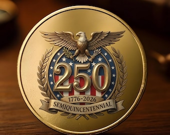 250th Anniversary USA Commemorative Coin, 1776-2026 Bicentennial, Semiquincentennial Eagle & Flag, Freedom Coin