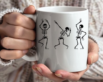Dancing Skeletons Mug, Halloween Mug, Mug For Women, Mom Halloween, Halloween Theme Funny, Skeleton Mug, Skeletons Dancing Mug, Fall Mug