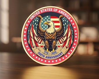 250th Anniversary USA Semiquincentennial Coin, 1776-2026 Bicentennial, Eagle USA Flag Patriotic Commemorative Collectible Gift