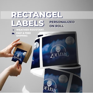 Custom Rectangle Labels: Personalized Vinyl Stickers on a Roll, Multi Purpose, Bulk Order 1000 Pieces