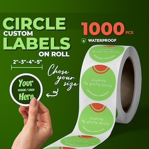 Custom Circle Stickers, Personalized Vinyl Labels on Roll, 1000 Pieces, Logo Sticker, Bulk Order