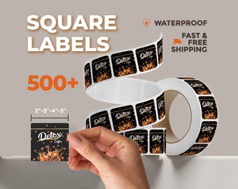 Aangepaste vierkante vinylstickers: gepersonaliseerd label voor kleine bedrijven, 500+ stuks, labels in bulk bestellen