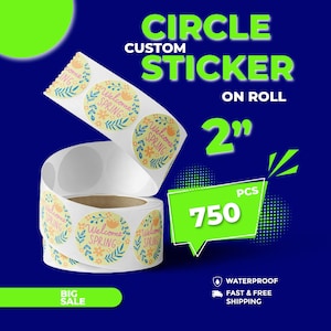 Custom Circle Logo Sticker, Personalized Vinyl Labels for Business & Events, Bulk Roll Labels