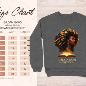 Education is Freedom Sweatshirt, Book Design Crewneck, African American Art Shirt, Inspirational Quote Pullover, Unisex Gift Idea