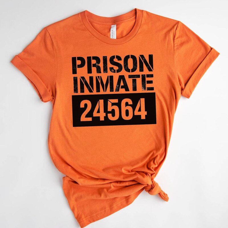 Herren Orange Gothic Retro Punk Alcatraz Psycho Ward Gefängnis