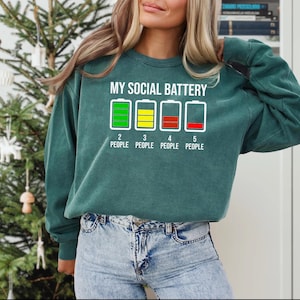 My Social Battery T Shirt | Funny Introvert Low Energy Tee | Antisocial Humor Graphic Shirt | Relatable Quote Gift for Friends image 7