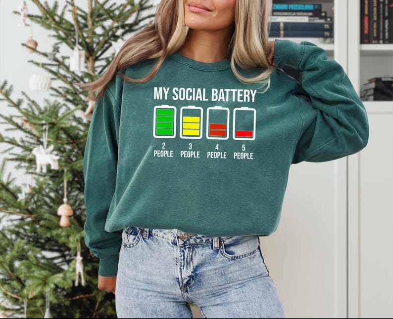 My Social Battery T Shirt | Funny Introvert Low Energy Tee | Antisocial Humor Graphic Shirt | Relatable Quote Gift for Friends image 7