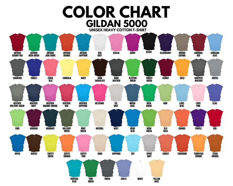 Gildan 5000 Unisex Heavy Cotton T-Shirt, Assorted Colors, Comfortable Casual Wear, Perfect for Everyday Use, Multiple Sizes Available