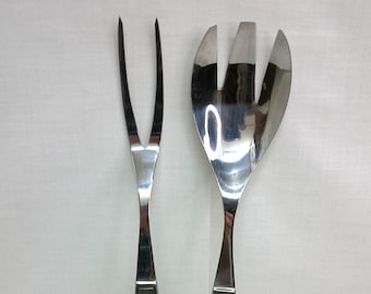 Vintage Set of two Utensils, Replacement Utensils, Large Meat Fork, Serving Spoon, Made in Japan, heavy AS Stainless Steel Utensils,