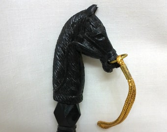 Vintage Plastic Horse Head Shoehorn, Made in Japan, old Horse Head Shoehorn, Replacement Piece, Black Shoehorn, Long Shoehorn,