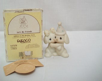 Vintage Precious Moments, Let's Be Friends, 1991, small Porcelain figurine, Vintage Collectible, Original Box, Enesco,