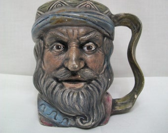 Vintage 3 Dimensional Pirate Mug, Rustic Decorative Mug, Pirate Face Mug, Decorative Use Only Mug, Decorative  Barware, Nautical Decor,