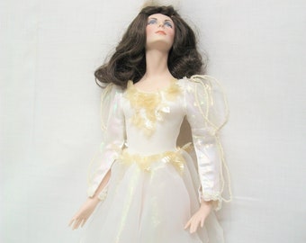 Vintage Peggy Fleming Ceramic Doll, Ice Skater Doll, Franklin Heirloom Collectible Ceramic Doll, 1987 Collectible Doll,