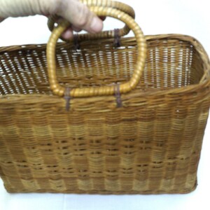 Vintage, Wicker Basket Purse, Medium Sized Basket Purse, Unlined Basket Purse, Top Handle Basket Tote, Country Decor, Decorative Basket, image 3