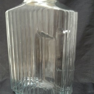 Vintage Refrigerator Water Bottle, Square Clear Glass Refrigerator Bottle, Vintage Juice or Water Container, image 2