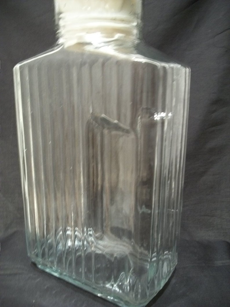 Vintage Refrigerator Water Bottle, Square Clear Glass Refrigerator Bottle, Vintage Juice or Water Container, image 2