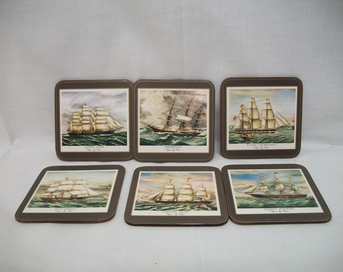 Vintage Pimpernel Coasters, Clipper Ships, Vintage Unused Coasters, 6