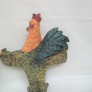 Vintage Rooster Sculpture, Outdoors Rooster Art, Country Decorative Rooster Garden Art, Rooster Plant Pot Sitter, Country Farmhouse Decor image 5