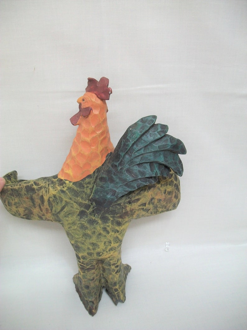 Vintage Rooster Sculpture, Outdoors Rooster Art, Country Decorative Rooster Garden Art, Rooster Plant Pot Sitter, Country Farmhouse Decor image 5