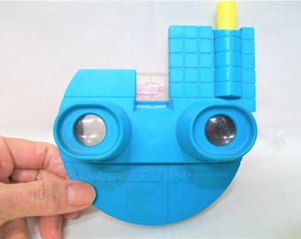 Vintage View Master 3D, 1986, Rare, Limited Edition, Blue with Yellow Push Button, Vintage Toys, 6 Reels Included, Ginicrafts