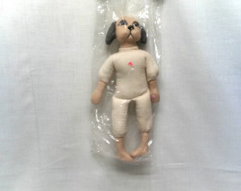 Vintage Craft Supplies, Darice Dog Doll, Animal Doll, in Original Package, 13 inches Dog Doll, Muslim Doll, Doll Crafts,