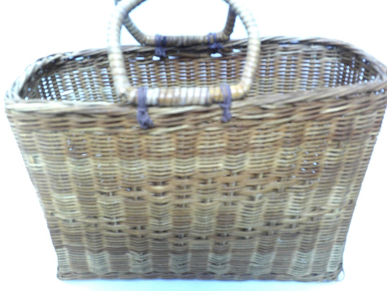 Vintage, Wicker Basket Purse, Medium Sized Basket Purse, Unlined Basket Purse, Top Handle Basket Tote, Country Decor, Decorative Basket, image 6